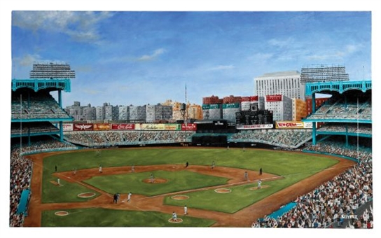 Yankee Stadium “The House That Ruth Built” Large 24" x 40" Original Oil-on-Panel Painting by Mike Kuyper